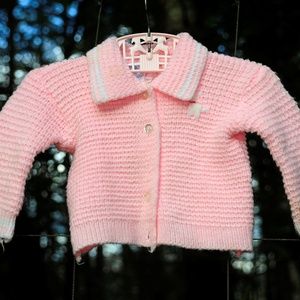 VTG Candleknits Baby Girl Pink CardiganSweater 3-6